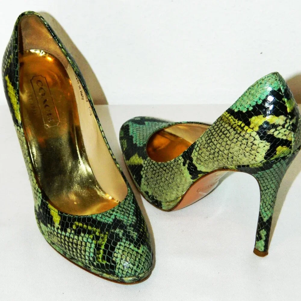 Coach Embossed Python Pumps - Picture 2 of 9